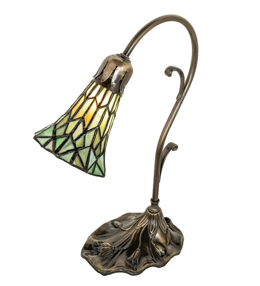Meyda Tiffany - 251851 - One Light Mini Lamp - Stained Glass Pond Lily - Antique Brass