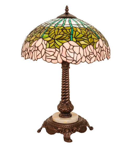 Meyda Tiffany - 251964 - One Light Table Lamp - Tiffany Cabbage Rose - Mahogany Bronze