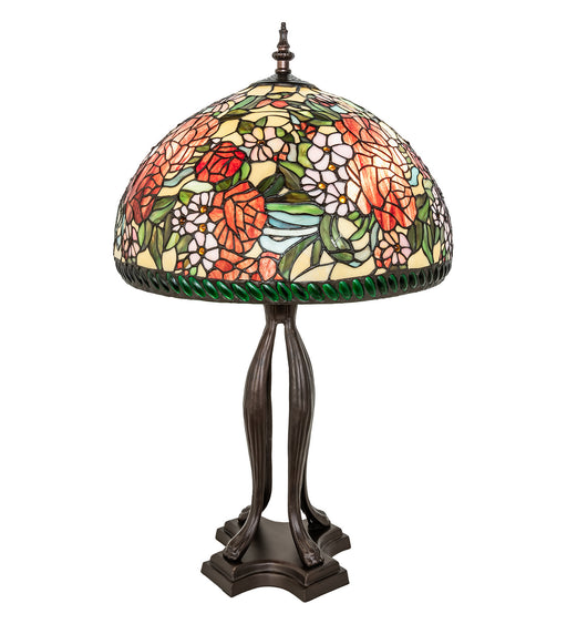 Meyda Tiffany - 252596 - Three Light Table Lamp - Romance Rose - Mahogany Bronze