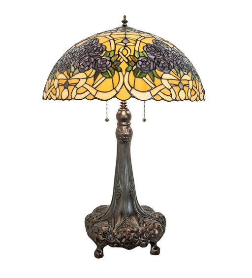 Meyda Tiffany - 252640 - Three Light Table Lamp - Rose Bouquet - Mahogany Bronze