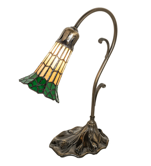 Meyda Tiffany - 27084 - One Light Mini Lamp - Stained Glass Pond Lily - Antique Brass