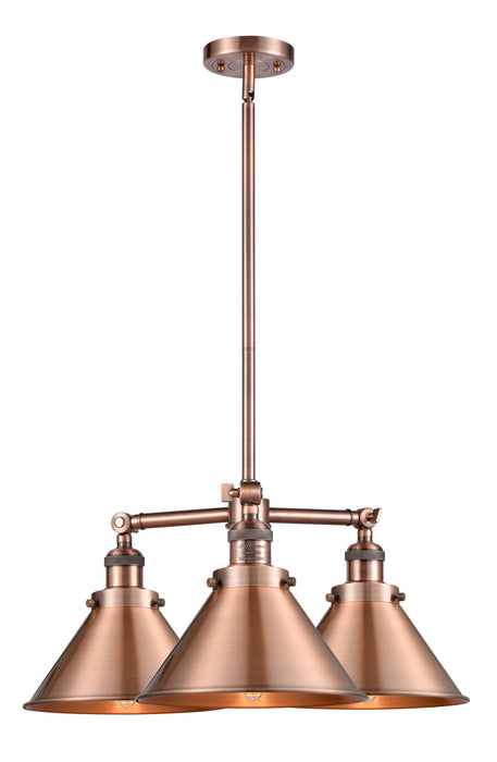Innovations - 207-AC-M10 - Three Light Chandelier - Franklin Restoration - Antique Copper