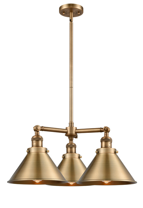 Innovations - 207-BB-M10 - Three Light Chandelier - Franklin Restoration - Brushed Brass