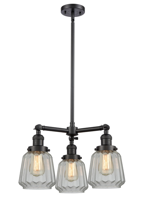 Innovations - 207-BK-G142 - Three Light Chandelier - Franklin Restoration - Matte Black