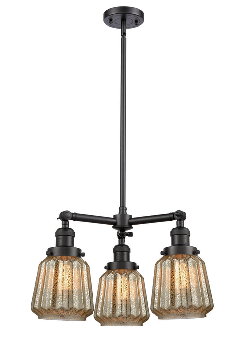 Innovations - 207-BK-G146 - Three Light Chandelier - Franklin Restoration - Matte Black
