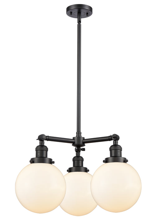 Innovations - 207-BK-G201-8 - Three Light Chandelier - Franklin Restoration - Matte Black