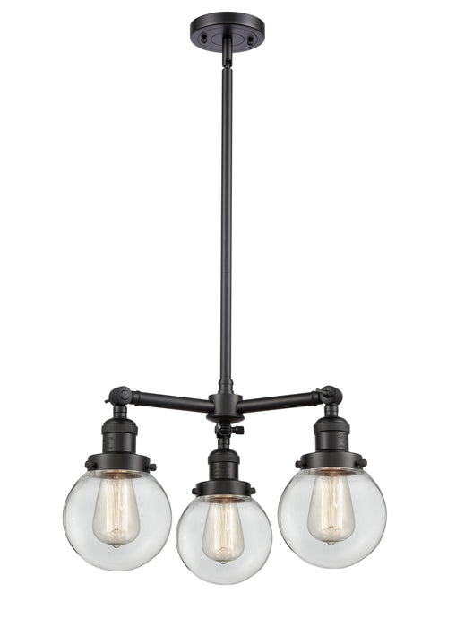 Innovations - 207-BK-G202-6 - Three Light Chandelier - Franklin Restoration - Matte Black