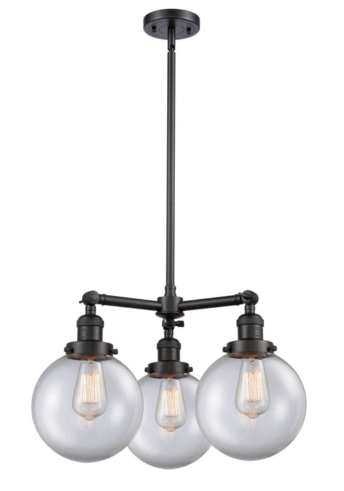 Innovations - 207-BK-G202-8 - Three Light Chandelier - Franklin Restoration - Matte Black