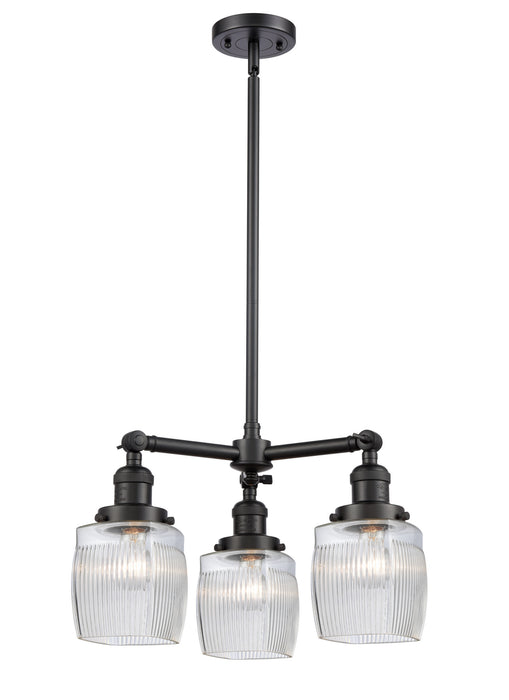 Innovations - 207-BK-G302 - Three Light Chandelier - Franklin Restoration - Matte Black