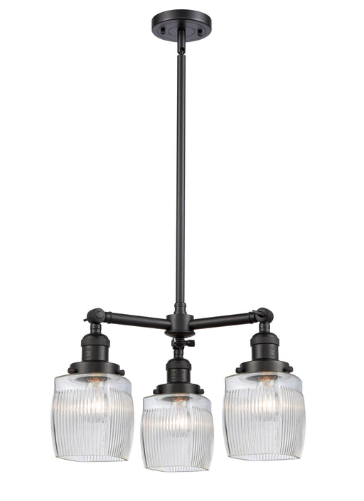 Innovations - 207-BK-G302 - Three Light Chandelier - Franklin Restoration - Matte Black