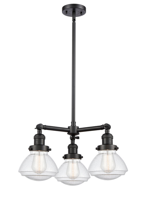 Innovations - 207-BK-G324 - Three Light Chandelier - Franklin Restoration - Matte Black