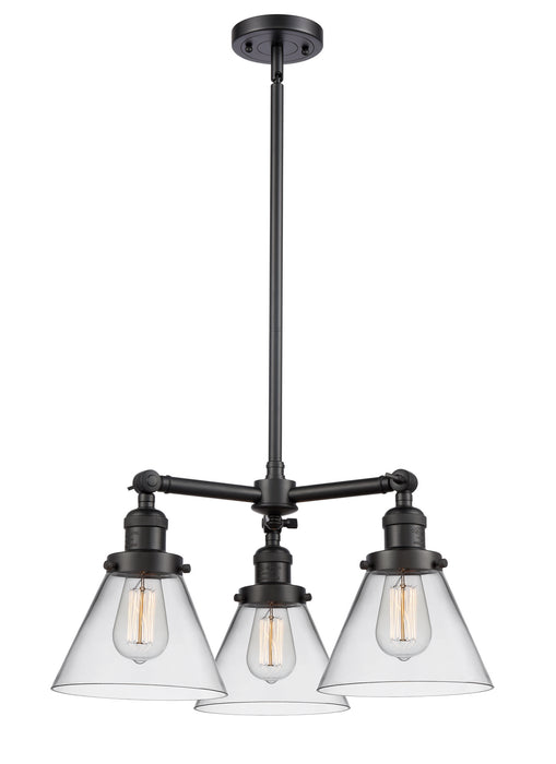 Innovations - 207-BK-G42 - Three Light Chandelier - Franklin Restoration - Matte Black