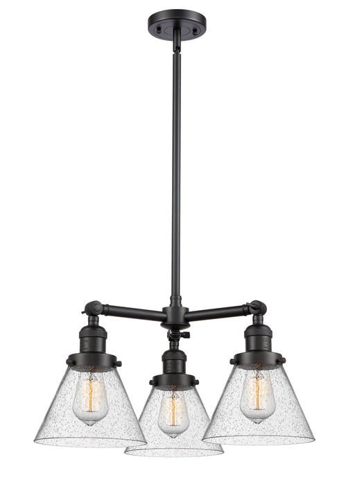 Innovations - 207-BK-G44 - Three Light Chandelier - Franklin Restoration - Matte Black