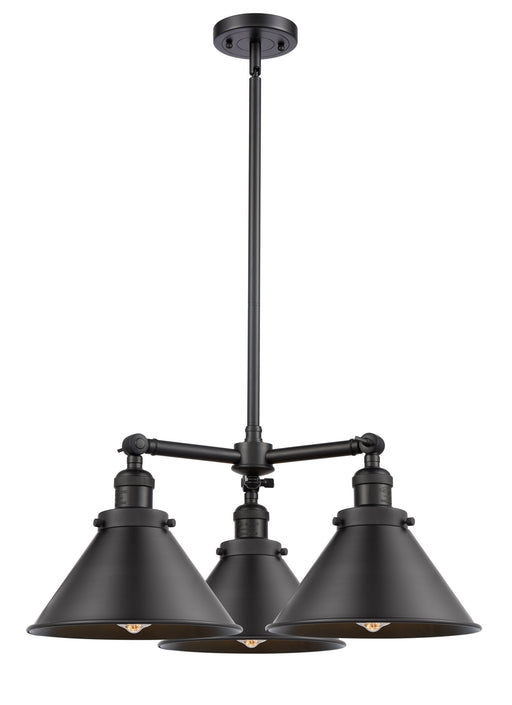 Innovations - 207-BK-M10 - Three Light Chandelier - Franklin Restoration - Matte Black
