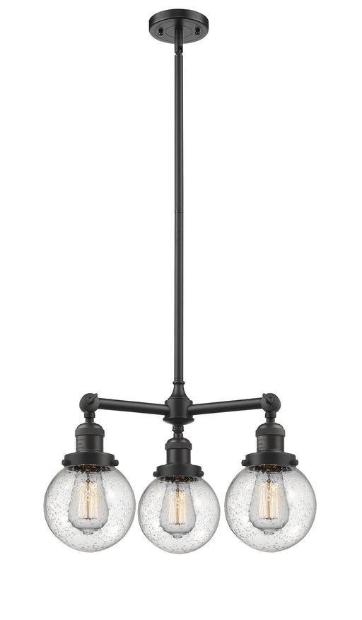 Innovations - 207-OB-G204-6 - Three Light Chandelier - Franklin Restoration - Oil Rubbed Bronze