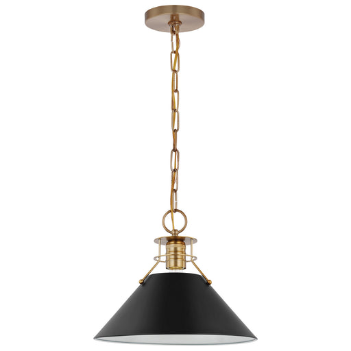 Nuvo Lighting - 60-7523 - One Light Pendant - Outpost - Matte Black / Burnished Brass