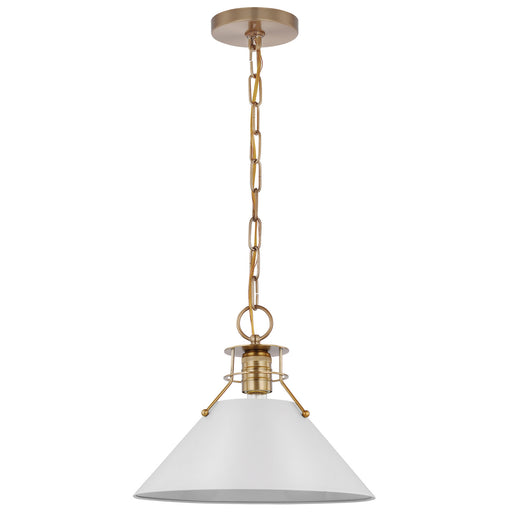 Nuvo Lighting - 60-7524 - One Light Pendant - Outpost - Matte White / Burnished Brass