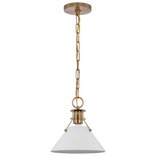Nuvo Lighting - 60-7526 - One Light Pendant - Outpost - Matte White / Burnished Brass