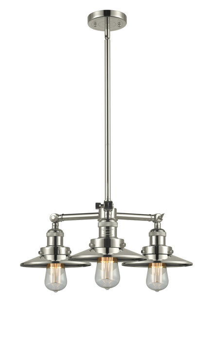 Innovations - 207-PN-M1-PN - Three Light Chandelier - Franklin Restoration - Polished Nickel