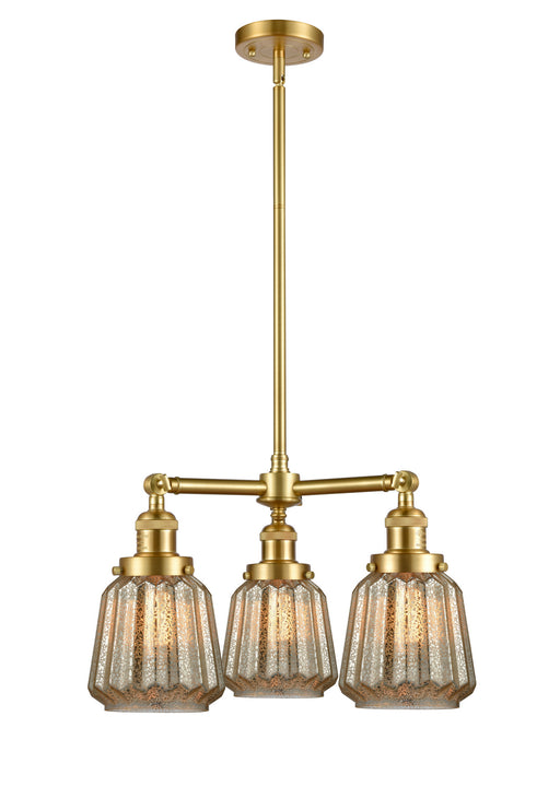 Innovations - 207-SG-G146 - Three Light Chandelier - Franklin Restoration - Satin Gold