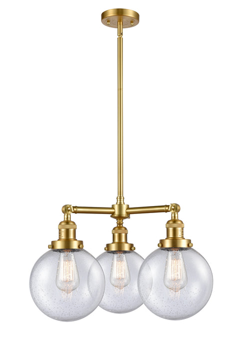 Innovations - 207-SG-G204-8 - Three Light Chandelier - Franklin Restoration - Satin Gold