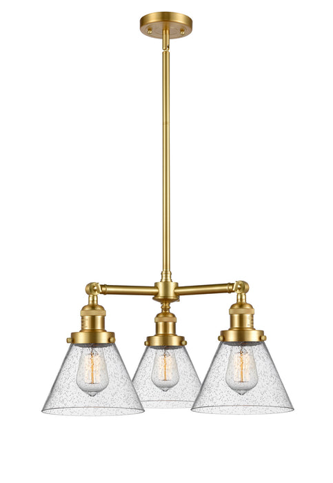 Innovations - 207-SG-G44 - Three Light Chandelier - Franklin Restoration - Satin Gold