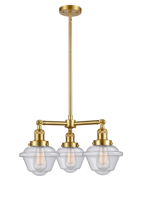 Innovations - 207-SG-G534 - Three Light Chandelier - Franklin Restoration - Satin Gold