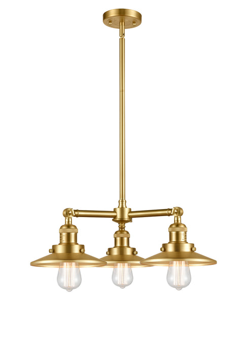 Innovations - 207-SG-M4 - Three Light Chandelier - Franklin Restoration - Satin Gold