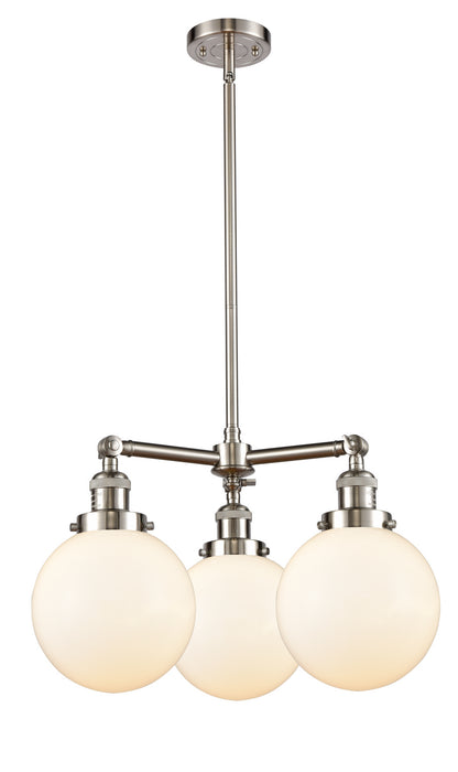 Innovations - 207-SN-G201-8 - Three Light Chandelier - Franklin Restoration - Brushed Satin Nickel