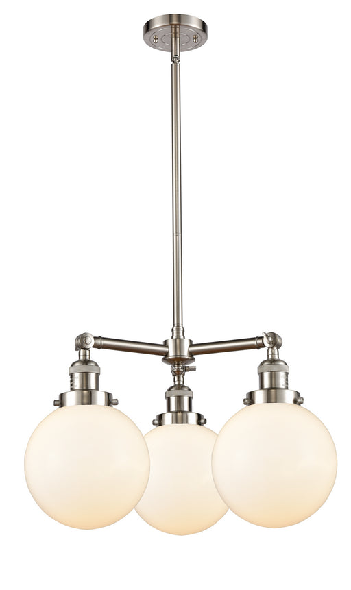 Innovations - 207-SN-G201-8-LED - LED Chandelier - Franklin Restoration - Brushed Satin Nickel