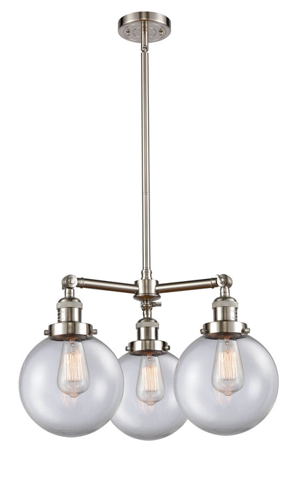 Innovations - 207-SN-G202-8 - Three Light Chandelier - Franklin Restoration - Brushed Satin Nickel