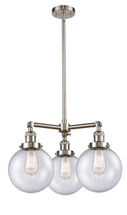 Innovations - 207-SN-G204-8 - Three Light Chandelier - Franklin Restoration - Brushed Satin Nickel