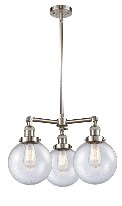 Innovations - 207-SN-G204-8 - Three Light Chandelier - Franklin Restoration - Brushed Satin Nickel