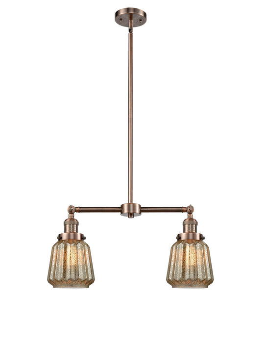 Innovations - 209-AC-G146 - Two Light Island Pendant - Franklin Restoration - Antique Copper