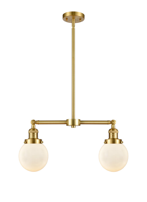 Innovations - 209-SG-G201-6 - Two Light Island Pendant - Franklin Restoration - Satin Gold