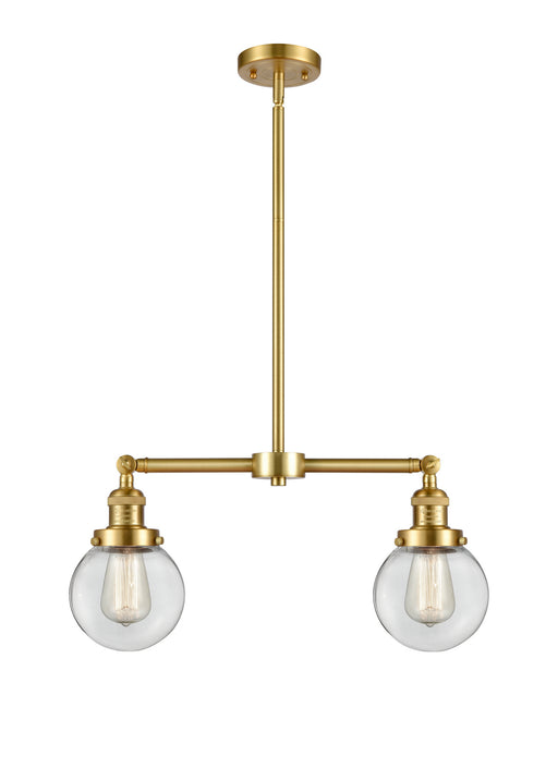 Innovations - 209-SG-G202-6 - Two Light Island Pendant - Franklin Restoration - Satin Gold