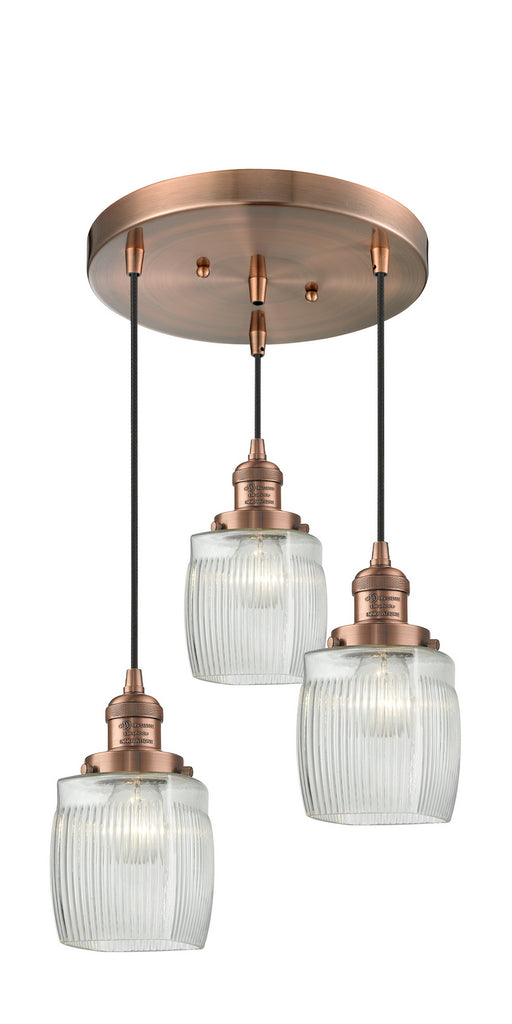 Innovations - 211/3-AC-G302 - Three Light Pendant - Franklin Restoration - Antique Copper