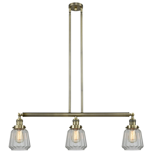 Innovations - 213-AB-G142 - Three Light Island Pendant - Franklin Restoration - Antique Brass