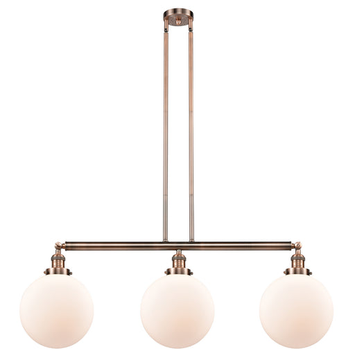 Innovations - 213-AC-G201-10 - Three Light Island Pendant - Franklin Restoration - Antique Copper