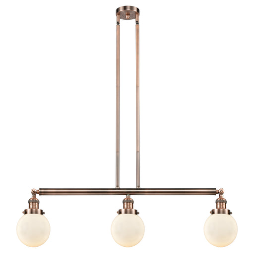 Innovations - 213-AC-G201-6 - Three Light Island Pendant - Franklin Restoration - Antique Copper