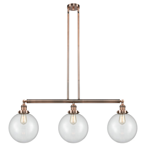 Innovations - 213-AC-G202-10 - Three Light Island Pendant - Franklin Restoration - Antique Copper