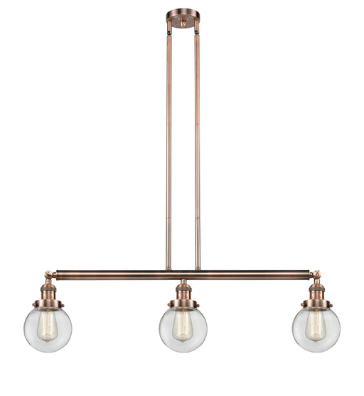 Innovations - 213-AC-G202-6 - Three Light Island Pendant - Franklin Restoration - Antique Copper