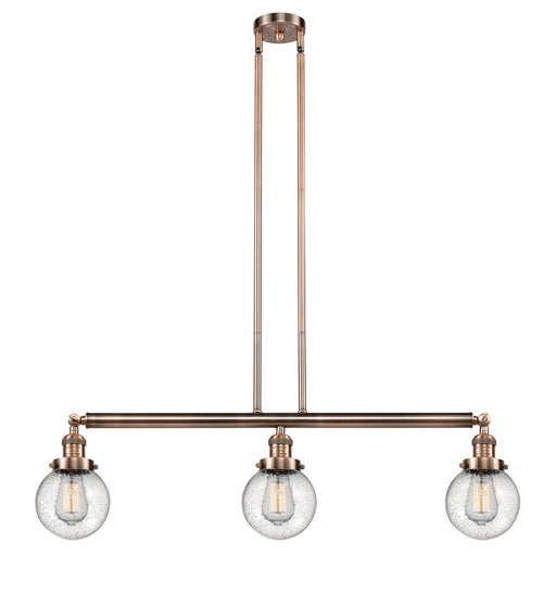 Innovations - 213-AC-G204-6 - Three Light Island Pendant - Franklin Restoration - Antique Copper