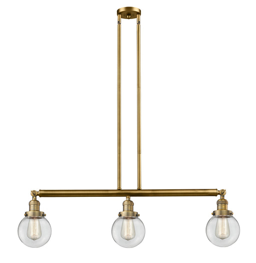 Innovations - 213-BB-G202-6 - Three Light Island Pendant - Franklin Restoration - Brushed Brass