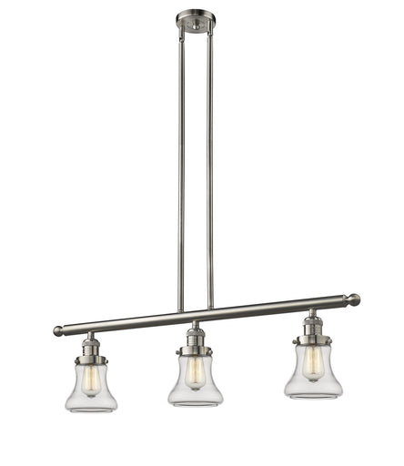Franklin Restoration Three Light Island Pendant Brushed Satin Nickel