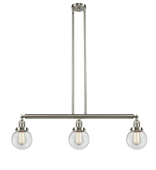 Innovations - 213-SN-G202-6 - Three Light Island Pendant - Franklin Restoration - Brushed Satin Nickel