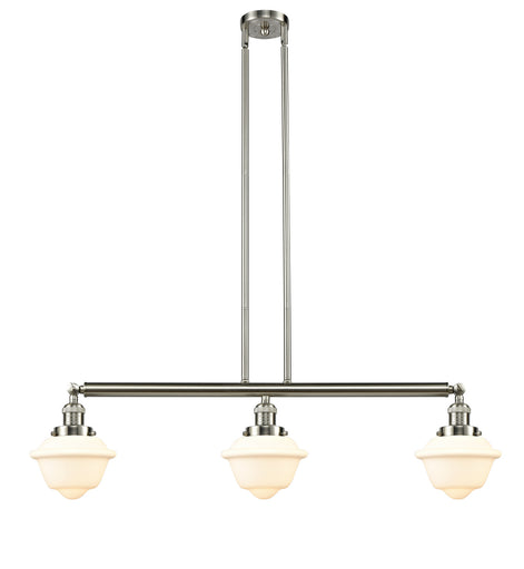 Franklin Restoration Three Light Island Pendant Brushed Satin Nickel