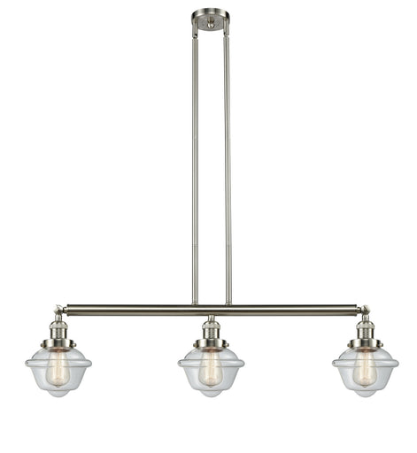 Franklin Restoration Three Light Island Pendant Brushed Satin Nickel