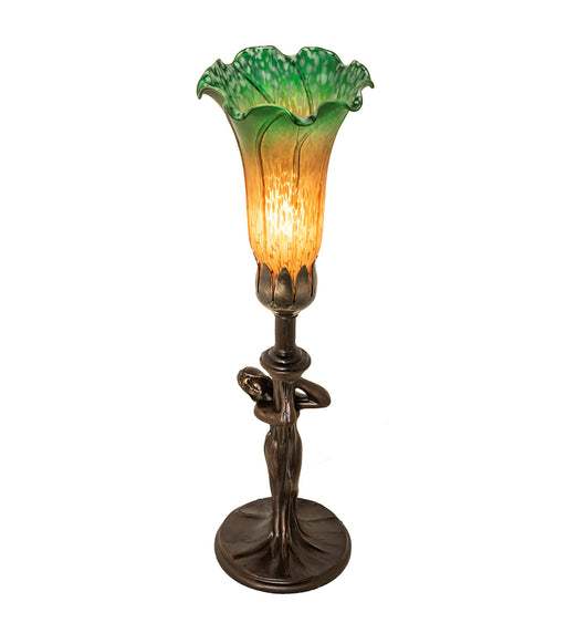 Meyda Tiffany - 253516 - One Light Mini Lamp - Amber/Green Pond Lily - Mahogany Bronze