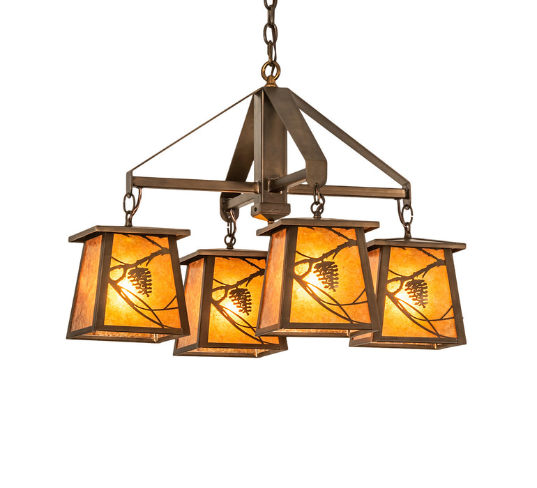 Meyda Tiffany - 67987 - Four Light Chandelier - Whispering Pines - Antique Copper